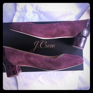 NWT J Crew Merlot Colored Croc Embossed Midi-Heel